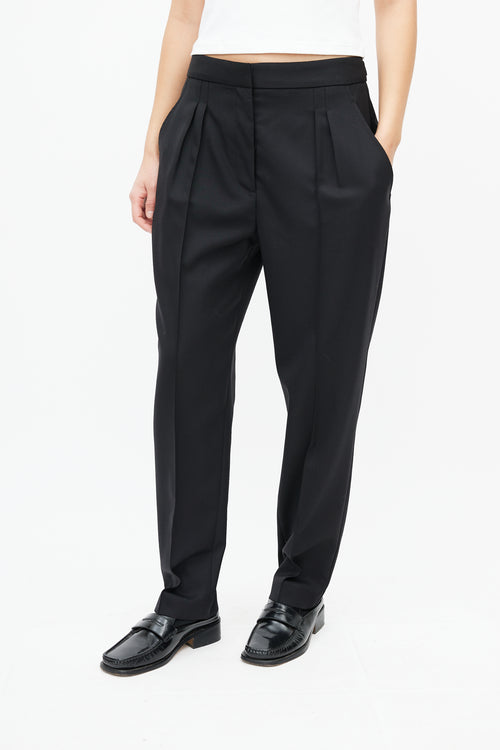 Nili Lotan Black Wool Pleated Trouser