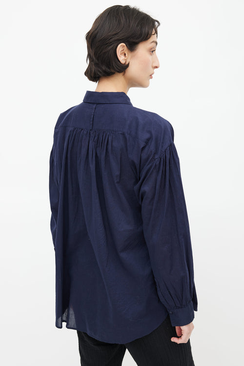 Nili Lotan Navy Half Button Shirt