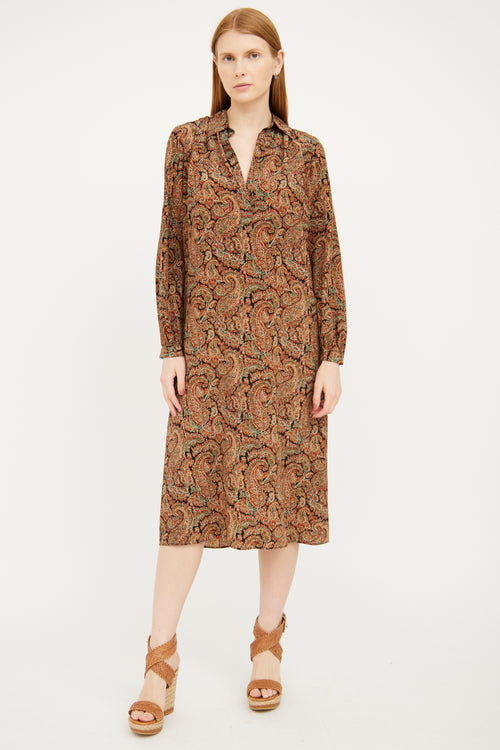 Nili Lotan Brown Silk Paisley Dress