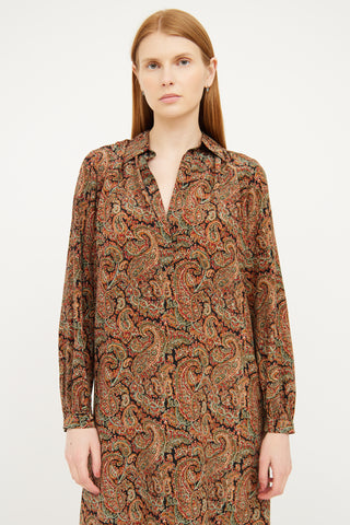 Nili Lotan Brown Silk Paisley Dress