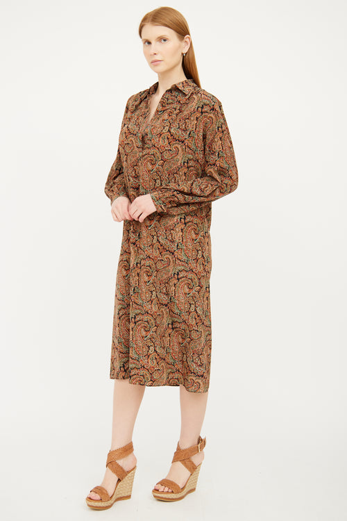 Nili Lotan Brown Silk Paisley Dress