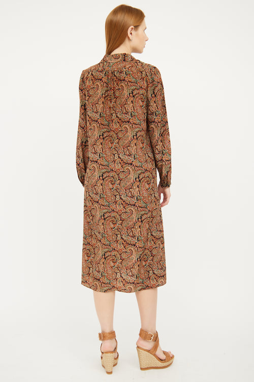 Nili Lotan Brown Silk Paisley Dress