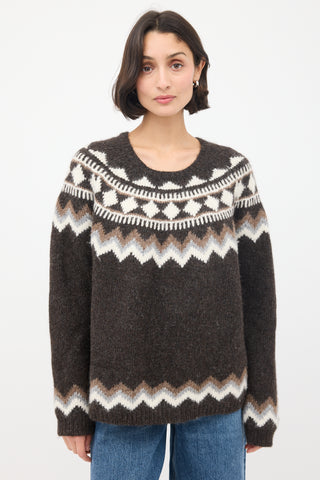 Nili Lotan Brown 
Multicolour Wool Fairisle Sweater