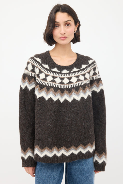 Nili Lotan Brown 
Multicolour Wool Fairisle Sweater