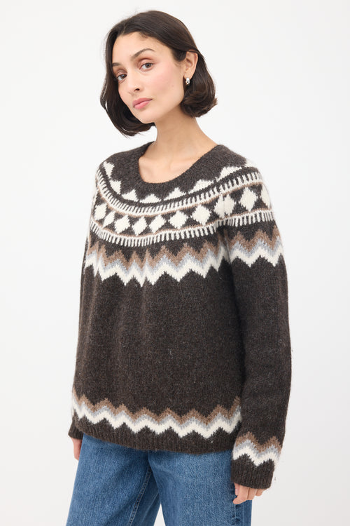 Nili Lotan Brown 
Multicolour Wool Fairisle Sweater