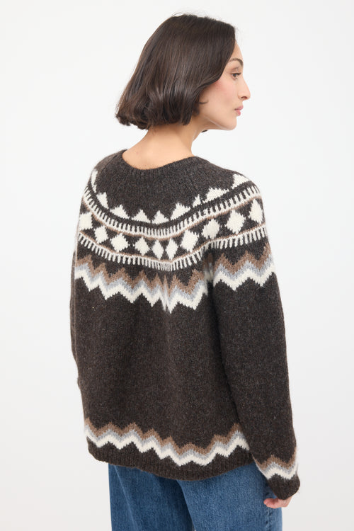 Nili Lotan Brown 
Multicolour Wool Fairisle Sweater