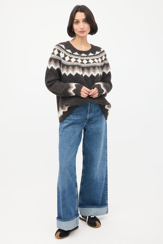 Nili Lotan Brown 
Multicolour Wool Fairisle Sweater