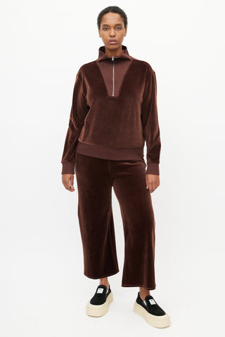 Nili Lotan Brown Velour Co-Ord Set