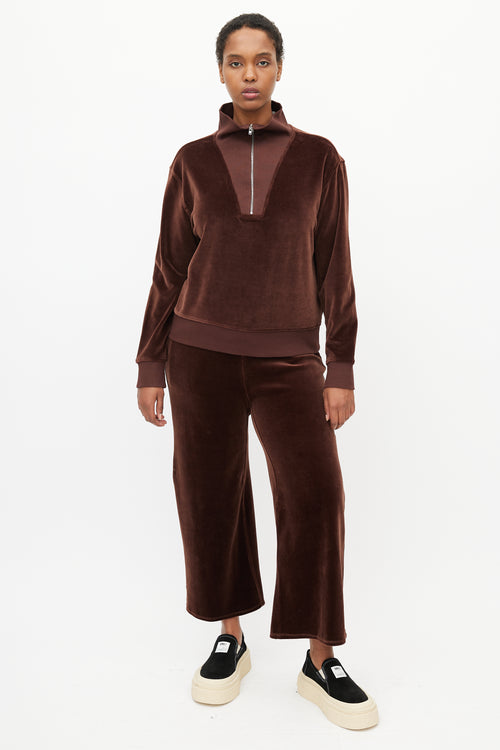 Nili Lotan Brown Velour Co-Ord Set