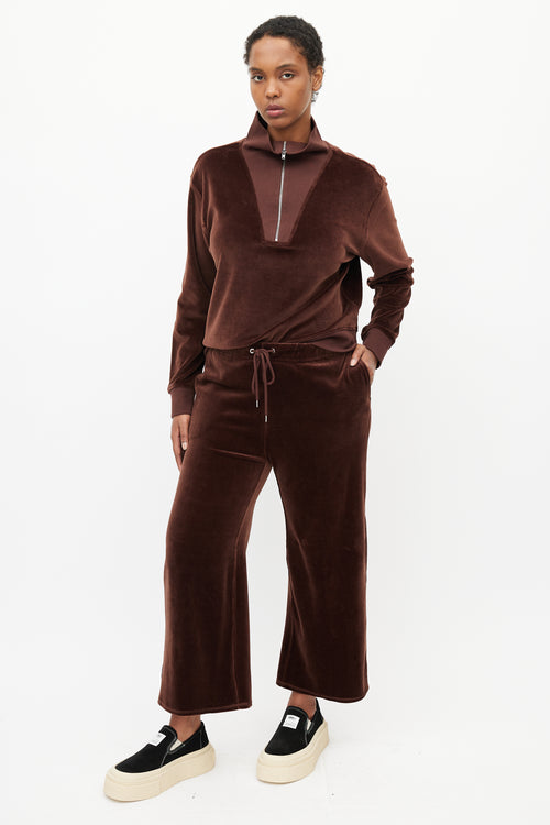 Nili Lotan Brown Velour Co-Ord Set