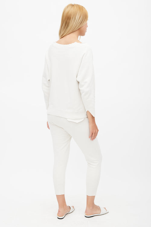 Nili Lotan Cream Distressed Sweatsuit