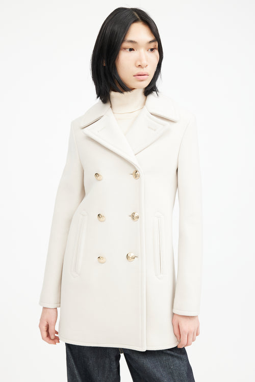 Nili Lotan Cream 
Gold Double Breasted Wool Coat