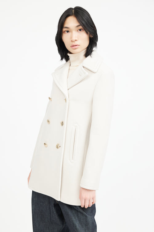 Nili Lotan Cream 
Gold Double Breasted Wool Coat