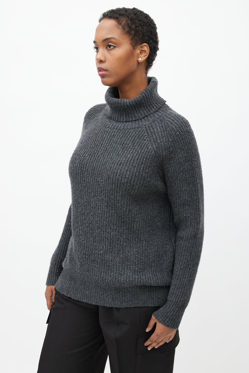 Nili Lotan Grey Wool Ribbed Turtleneck