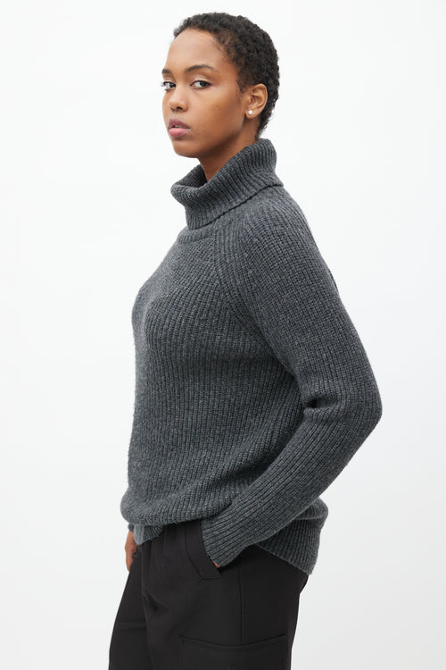 Nili Lotan Grey Wool Ribbed Turtleneck