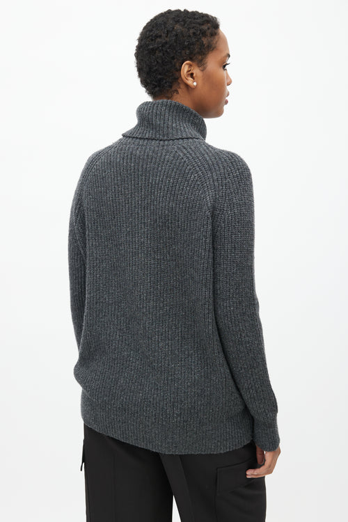 Nili Lotan Grey Wool Ribbed Turtleneck