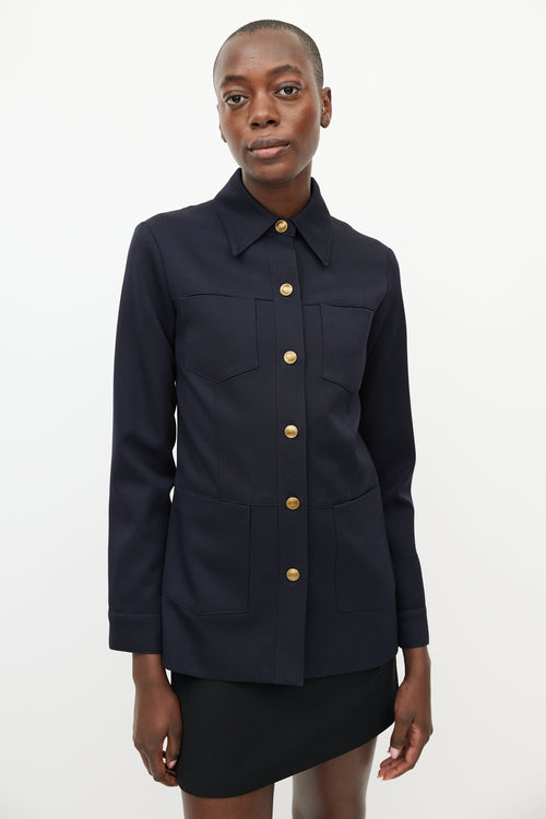 Nili Lotan Navy 
Gold Buttoned Jacket