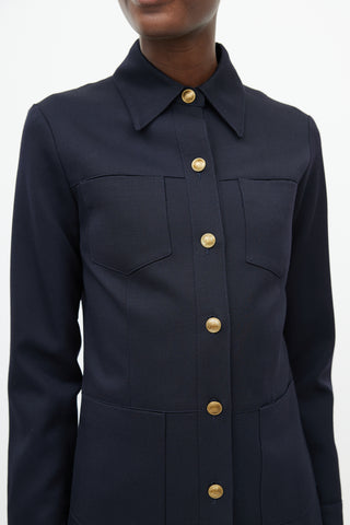 Nili Lotan Navy 
Gold Buttoned Jacket