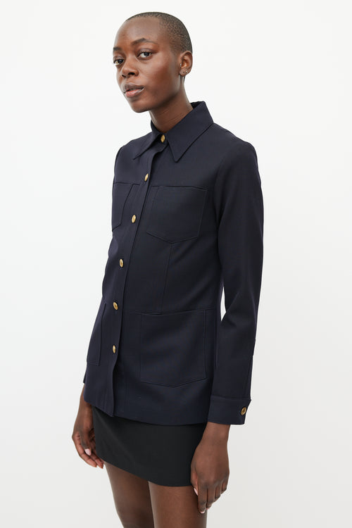 Nili Lotan Navy 
Gold Buttoned Jacket