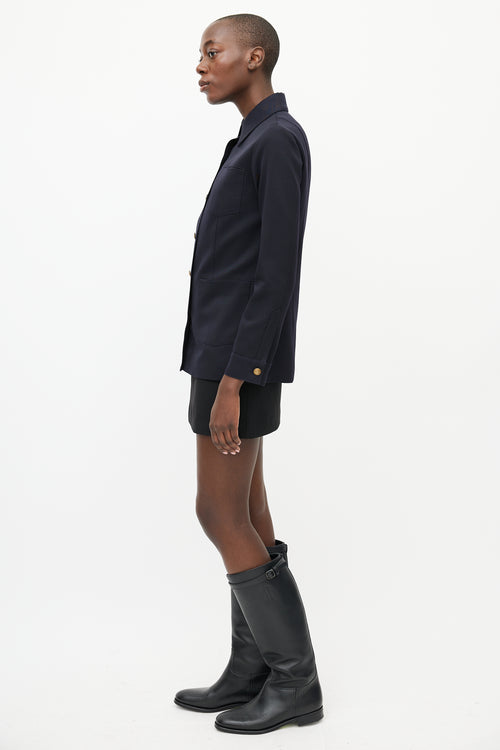 Nili Lotan Navy 
Gold Buttoned Jacket