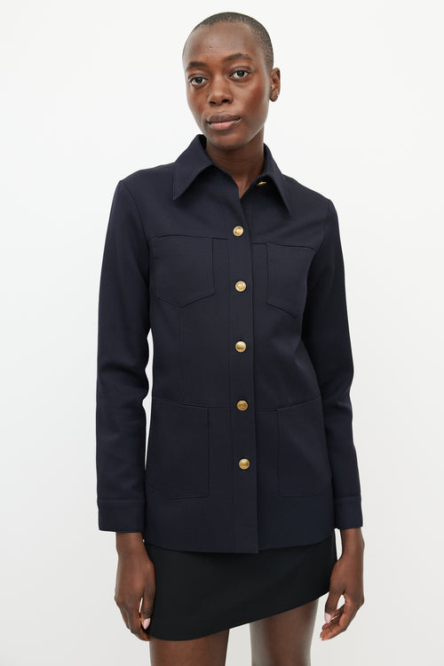 Nili Lotan Navy 
Gold Buttoned Jacket