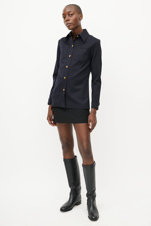 Nili Lotan Navy 
Gold Buttoned Jacket