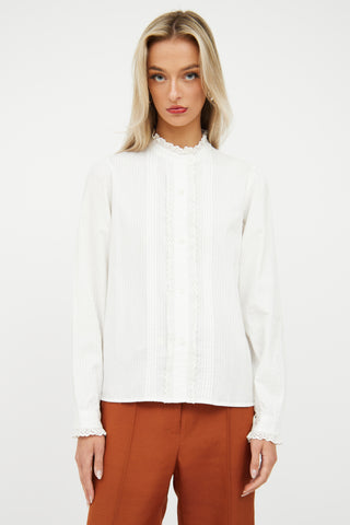 White Cotton Eyelet Blouse Nili Lotan