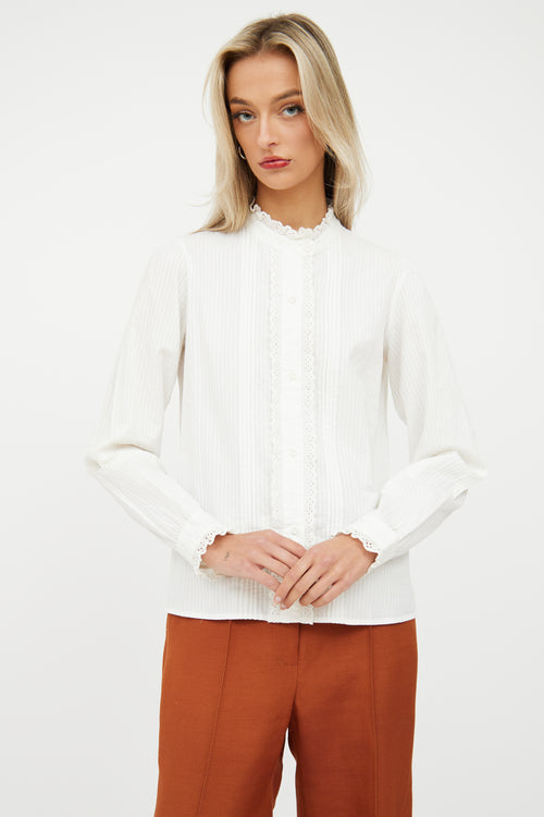 White Cotton Eyelet Blouse Nili Lotan