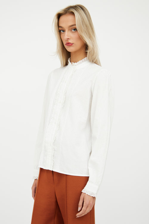 White Cotton Eyelet Blouse Nili Lotan