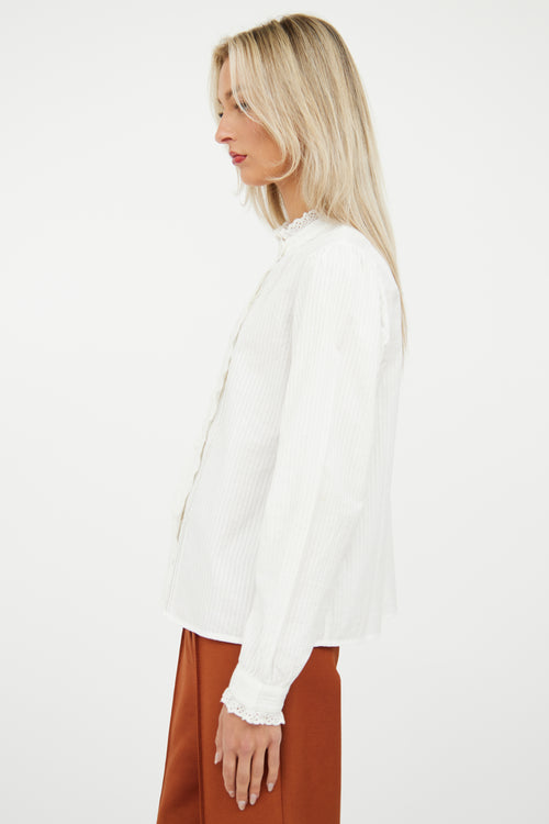 White Cotton Eyelet Blouse Nili Lotan