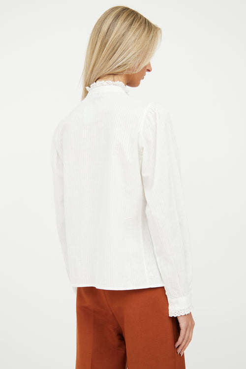 White Cotton Eyelet Blouse Nili Lotan