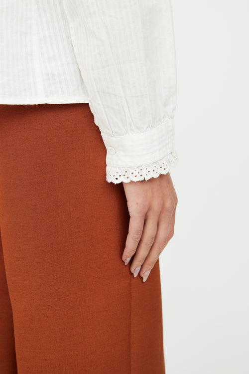 White Cotton Eyelet Blouse Nili Lotan