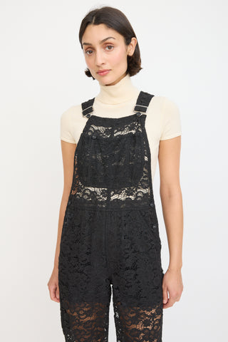 Nina Ricci Black Floral Lace Overall