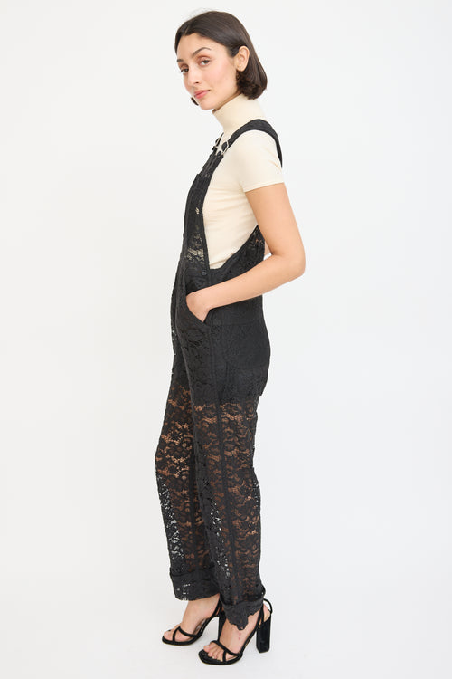 Nina Ricci Black Floral Lace Overall