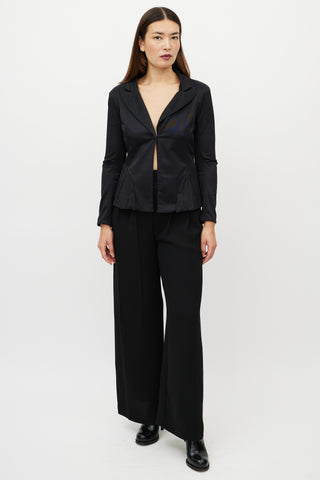 Nina Ricci Black Pleated Mesh Blazer