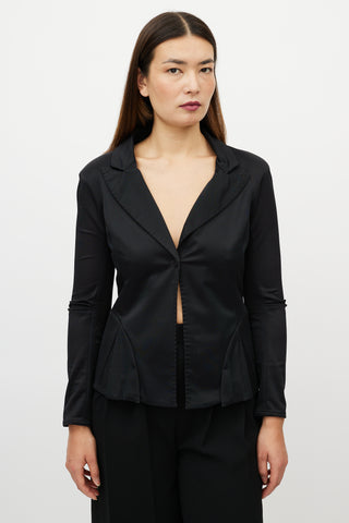 Nina Ricci Black Pleated Mesh Blazer