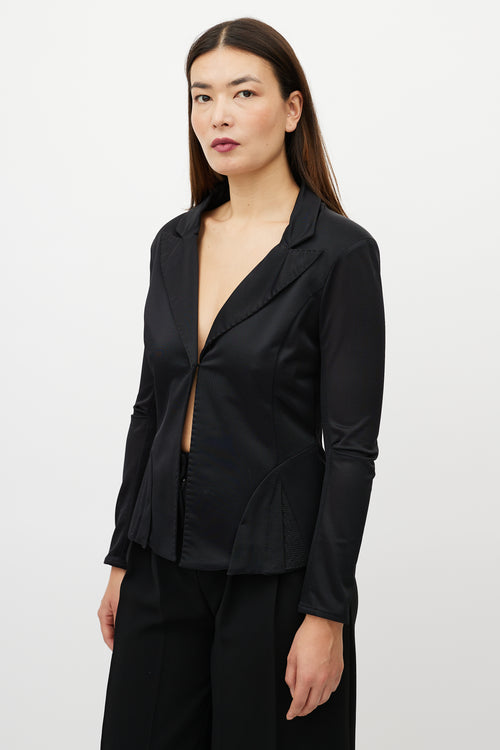 Nina Ricci Black Pleated Mesh Blazer