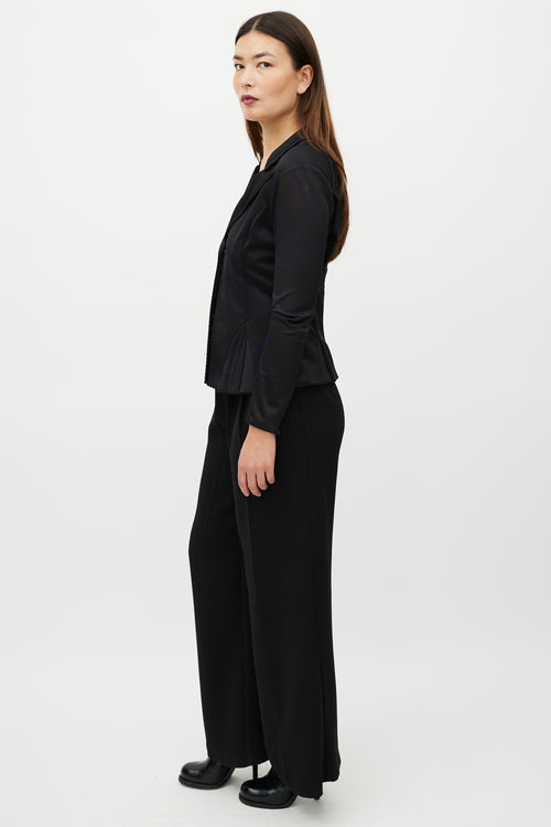 Nina Ricci Black Pleated Mesh Blazer