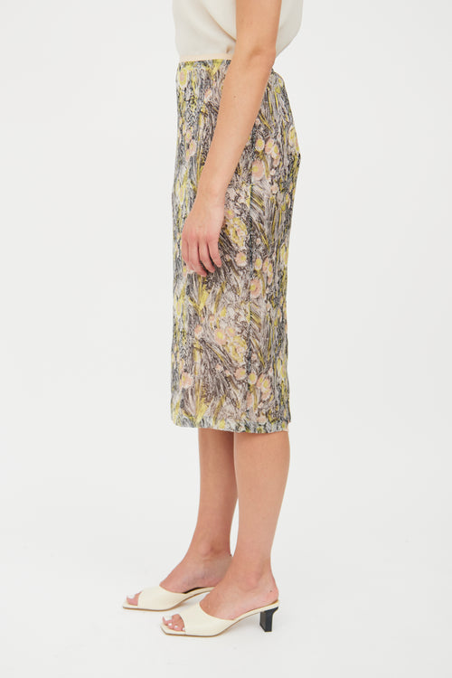 N°21 Beige 
Floral Silk Skirt