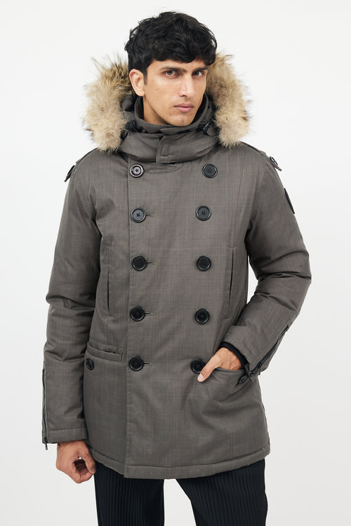 Nobis Green Double Breasted Down Jacket