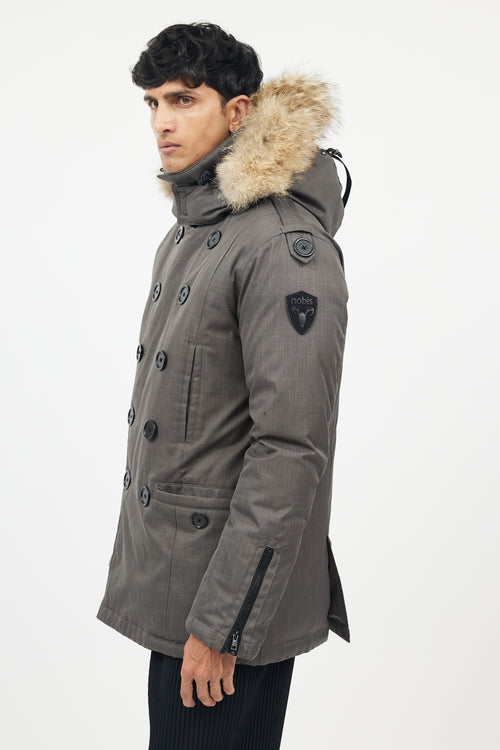 Nobis Green Double Breasted Down Jacket