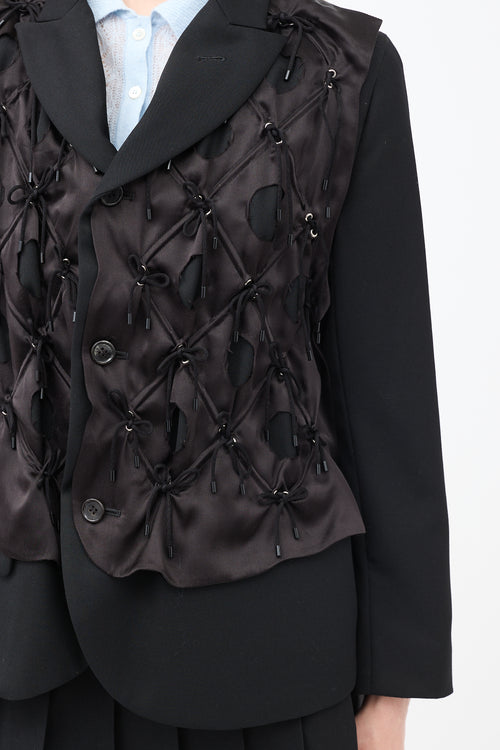 Noir Kei Ninomiya Black Lace Up Cutout Lattice Blazer