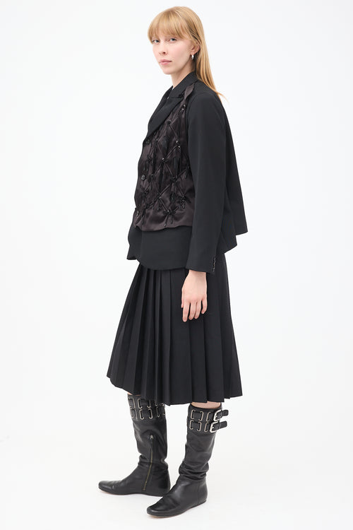 Noir Kei Ninomiya Black Lace Up Cutout Lattice Blazer