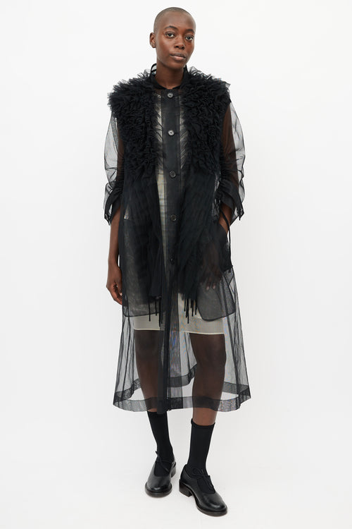 Noir Kei Ninomiya Black Ruffled Sheer Shirt Dress