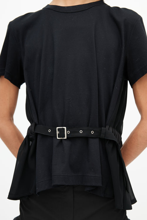 Noir Kei Ninomiya Black Sheer Belted T-Shirt