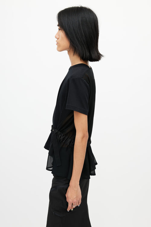 Noir Kei Ninomiya Black Sheer Belted T-Shirt