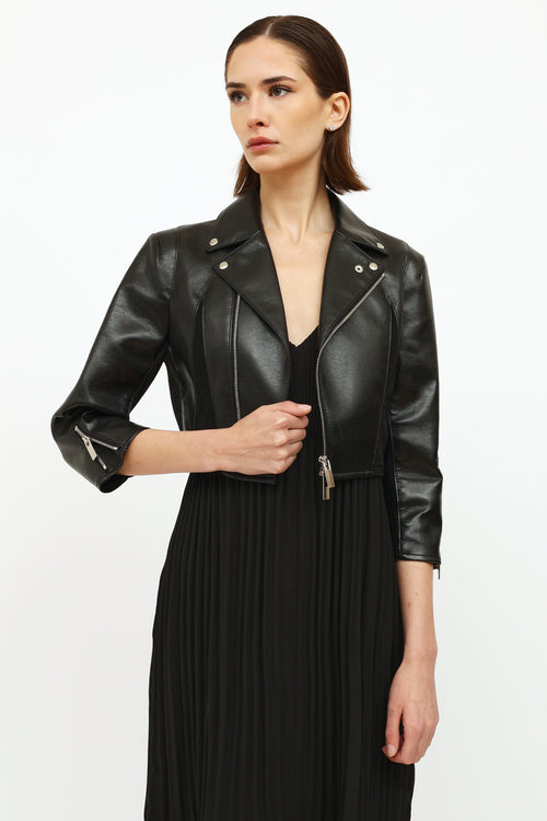 Noir Kei Ninomiya Black Cropped Faux Leather Jacket