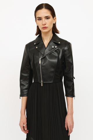 Noir Kei Ninomiya Black Cropped Faux Leather Jacket