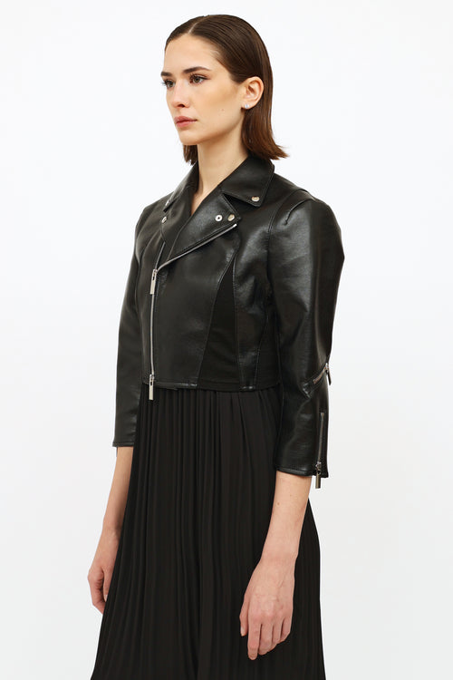 Noir Kei Ninomiya Black Cropped Faux Leather Jacket