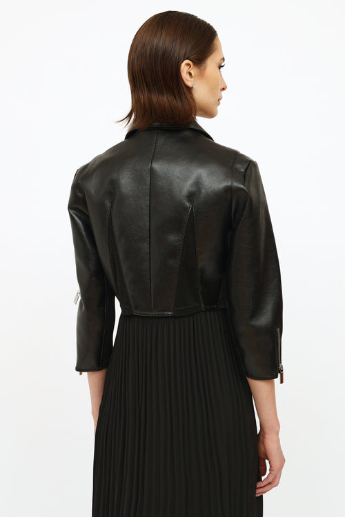 Noir Kei Ninomiya Black Cropped Faux Leather Jacket